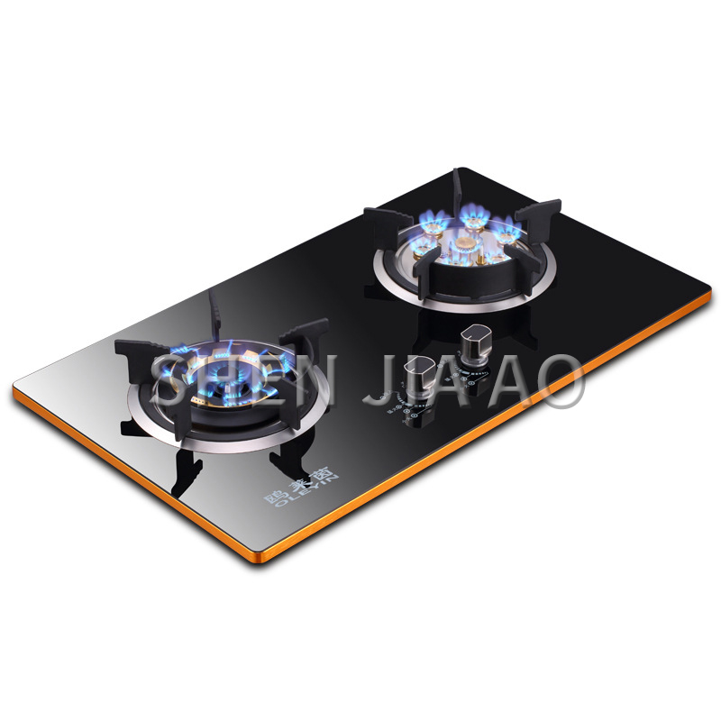 Gas cooktops Swing Fire stove embedded gas stove double hole stove natural/liquefied gas fierce fire tempered glass panel