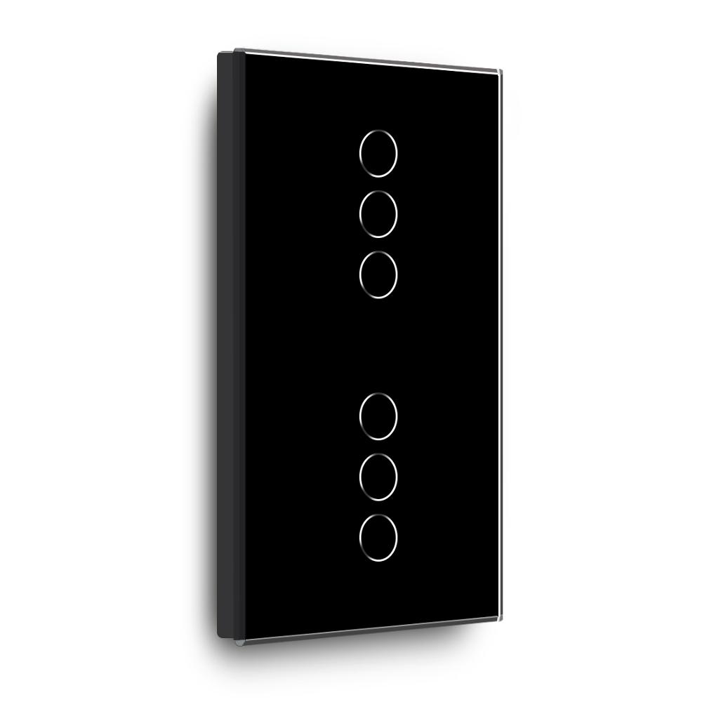 BSEED Double Light Switches Touch Sensor Wall Switch Glass 6Gang 1Way Switches Dark Blacklight White Black Golden 300W/Gang