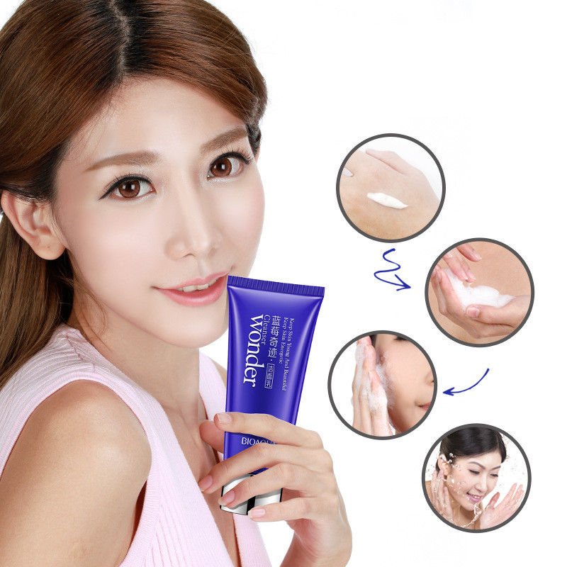 100ML Blueberry Facial Cleanser Plant Extract Rich Foaming Facial Cleansing Moisturizing Oil Control Acne Face Skin Care