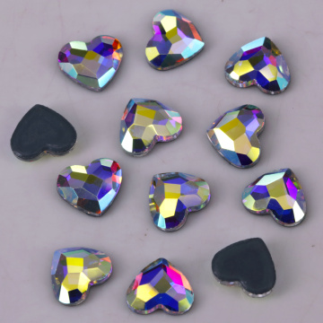 Lead Free High Quality 3mm, 5mm, 6mm, 7mm, 10mm Crystal AB Heart Flat Back Hotfix Rhinestones / Iron On Flat Back Crystals