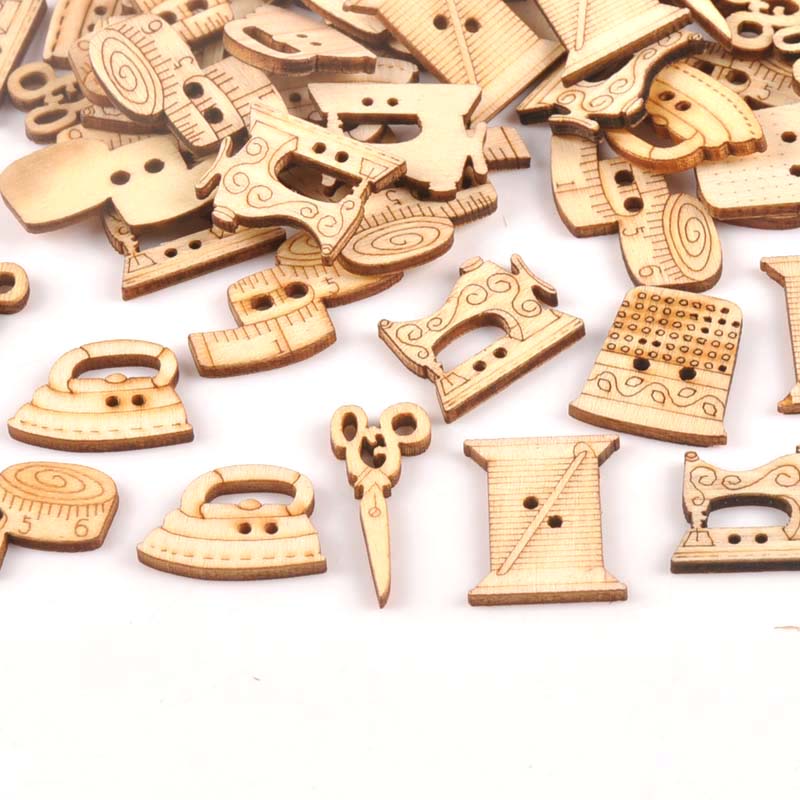 25pcs 18-30mm Natural Sewing Tool Wood Crafts DIY Scrapbooking For Wooden Ornament Home Decoration Sewing Accessories m0901x
