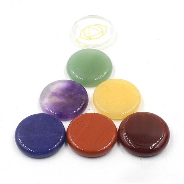 7 Chakra loose gemstones crystal stone natural aura treatment gem carving round oval symbol rolling polishing meditation crafts