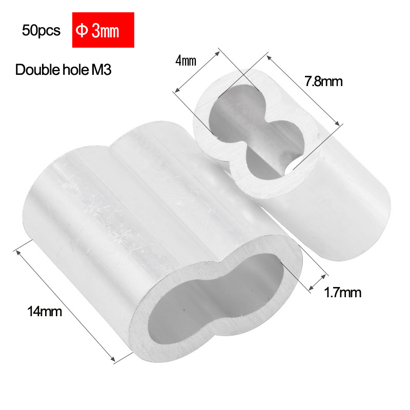 M1 to M12 Various Specifications Steel Wire Cable Rope Fixing Clip 8-Shape Double hole Aluminum Ferrules Clamps Crimping Loop