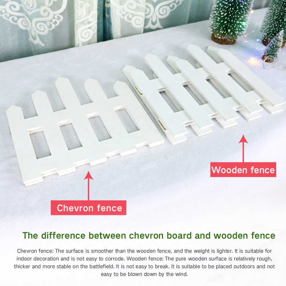 New 4PCS/set Wooden Fence Christmas Tree Ornament White Home Fence Christmas Decoration Tree Pastoral Wooden Christmas Decor