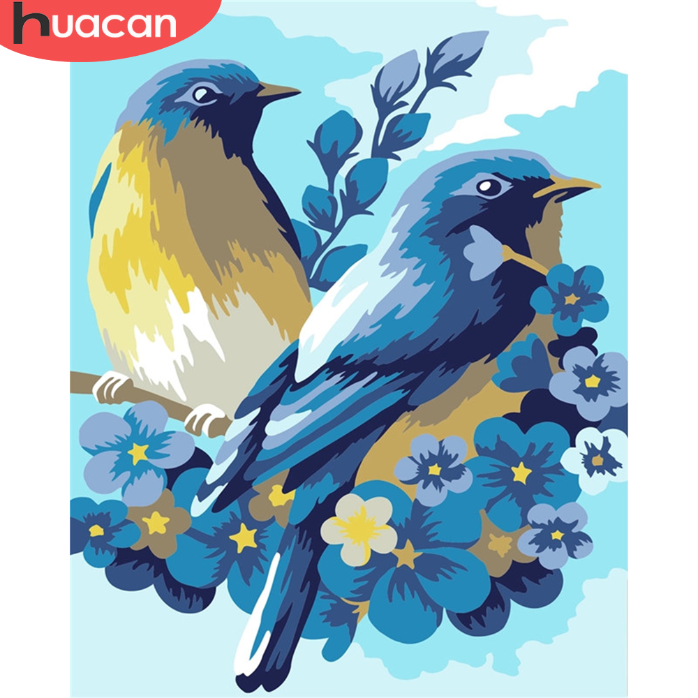 HUACAN Painting By Number Flower Bird Drawing On Canvas HandPainted Art Gift DIY Pictures By Number Animal Kits Home Decor