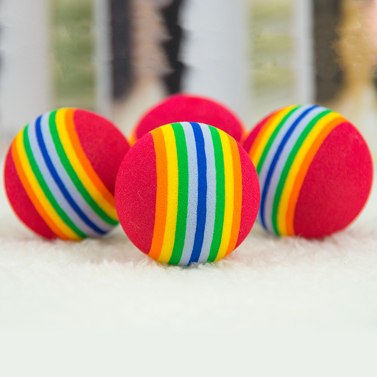 Funny Pet Toy Baby Dog Cat Toys 3.5CM 4.5CM Rainbow Colorful Play Balls For Pets Products Funny EVA Balls New Store Sales Toy