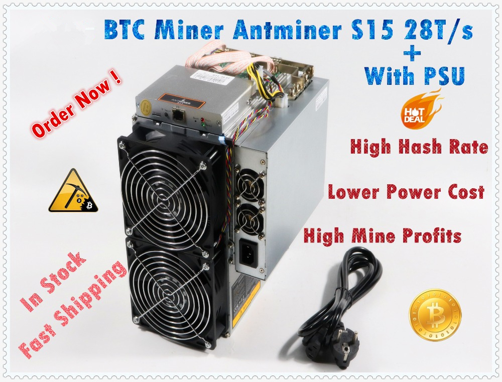 Used BTC BCH 7nm Asic Miner AntMiner S15 28T SHA256 Miner Better Than BITMAIN S9 S9j Z9 WhatsMiner M3 M10 in stock ship