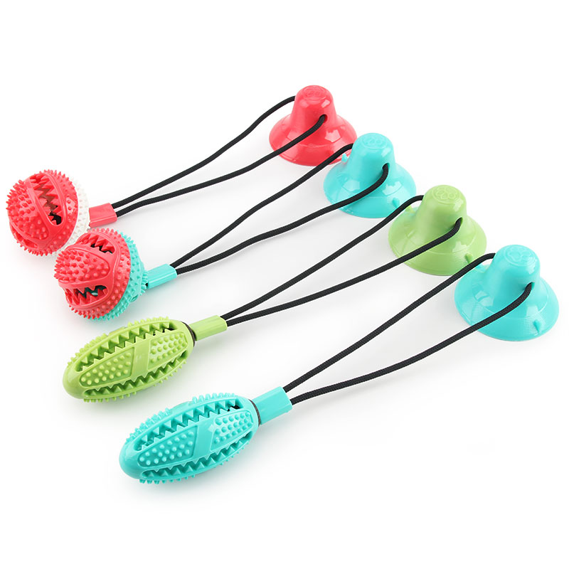 Pet Dog Toys With Suction Cup Dogs Push Ball Pet Tooth Clean Tooth Leakage Food Toys Puppy Chew Bite Pet Toy