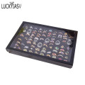 100 Slot Black Velvet Sponge Ring Display Box Cardboard Jewelry Storage Case Holder Showcase Ring Cufflink Jewelry Tray With Lid