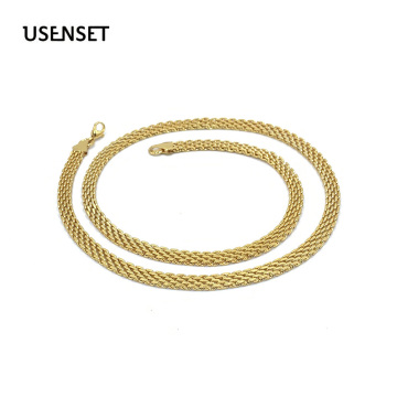 Fashion Gold Necklace For Men Stainless Steel Mesh Chain 6MM Tone Punk Jewelry Link Chain Necklace Gifts USENSET