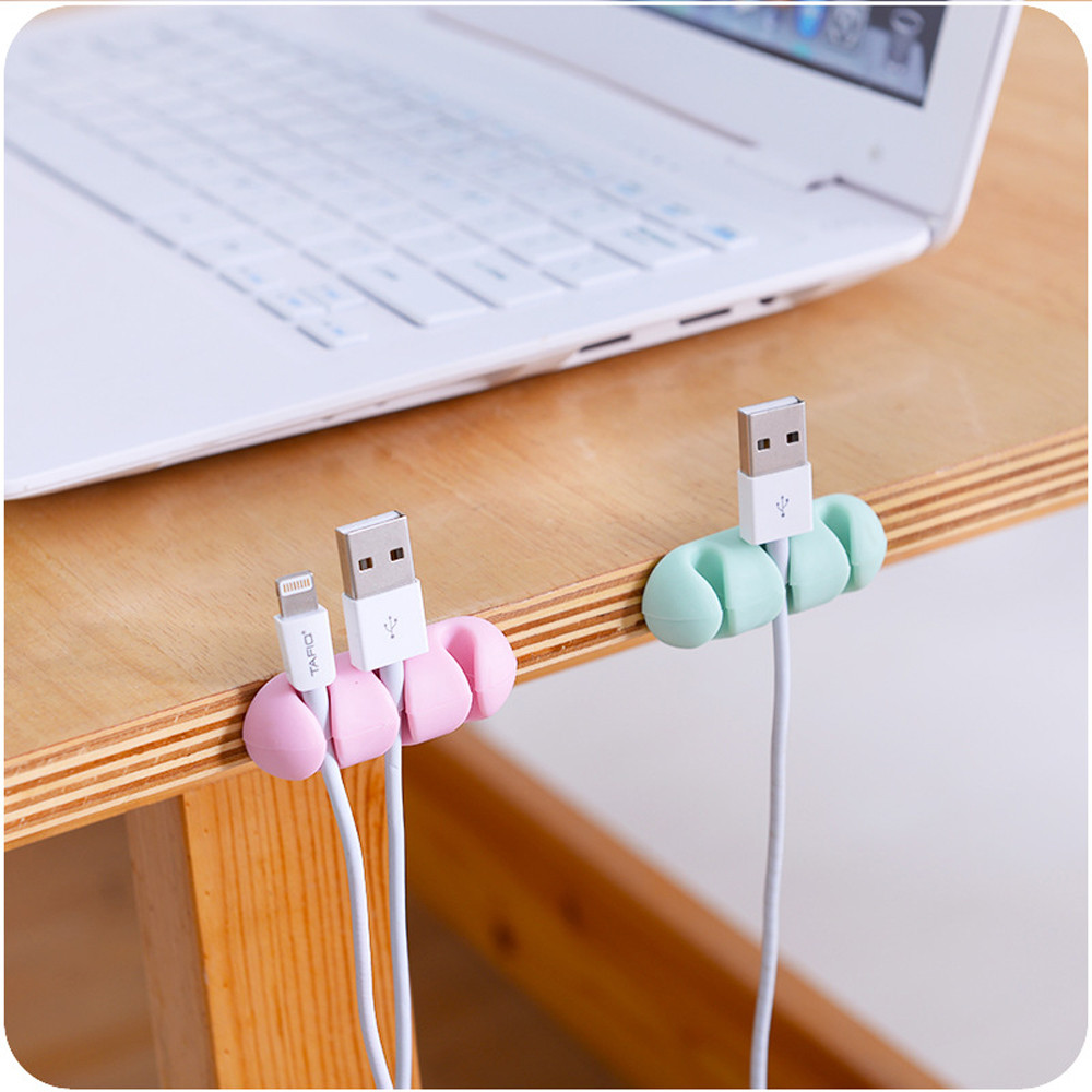2 Pcs Round Cable Holder Protector Management Device Organizer Desktop Plug Silicone Wire Retention Clips Power Cord Winder