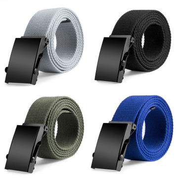 Fashion Hot Sale Webbing Black Buckle Belt Army Accessories Waist Belts Men Womens Unisex Cotton Canvas Fabric Belt