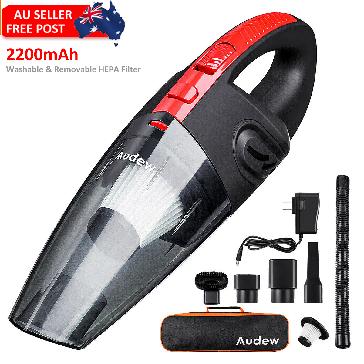 AUDEW 120W 4000pa Handheld Cordless Vacuum Cleaner for Car Home Use HEPA Filter Mini Portable Rechargeable Wet Dry 2200mAh