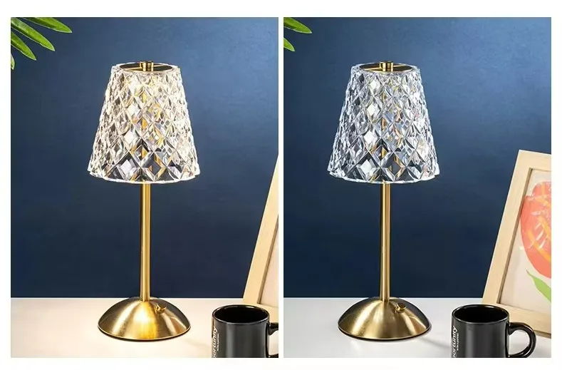 Crystal Shade Brass Table Lamp