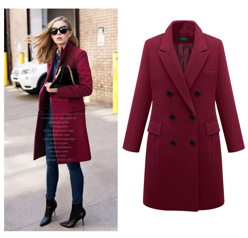 2020 Women Jacket New Mid-Length Doulbe-Breasted Woolen Coat Slim Large Size OL Trench Coat Good Quality