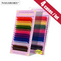 NAGARAKU Color Eyelashes Makeup 3D Mink Lashes 4 Cases lot Rainbow Color Super Soft Natural Faux cils Artificial Macaron