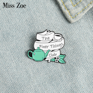 The Finer Things Club Enamel Pin Custom Books Art Culture Brooches Shirt Lapel Bag Badge Reading Jewelry Gift for Friends