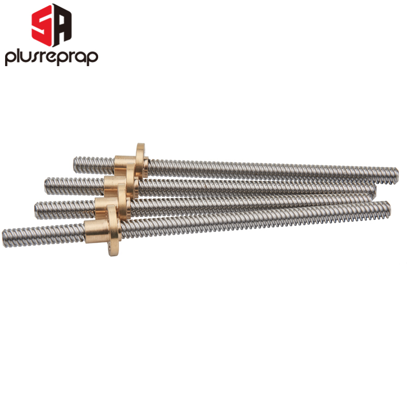 2pcs T8*8 mm Lead Screw 500mm 8mm Lead Trapezoidal Spindle Screw Lead Screw Rod T Shape Linear Rail Bar Shaft Brass Nut
