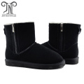 Womens Genuine Leather Sheepskin Lined Ankle Flat Boots