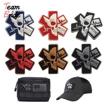 3D PVC Medical PARAMEDIC Skull Patches Tactical Military Decorative Patches Combat Rubber Medic Badges For Caps Backpack