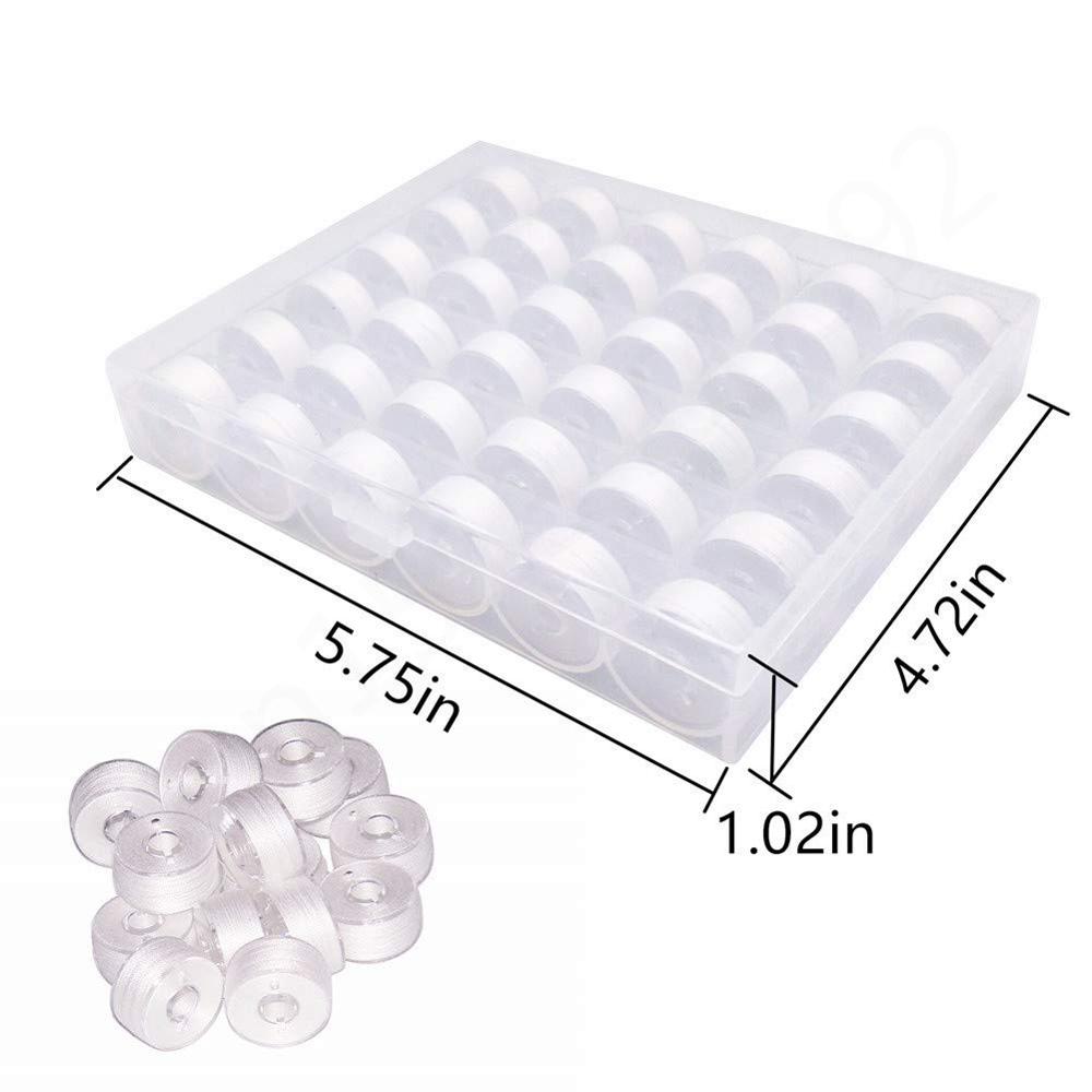 36PCS Sewing Bobbins white Polyester Sewing Thread Transparent Plastic Bobbin And Bobbin Clamps Sewing Machine Accessories Set