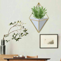 2PCS/Set Acrylic Flowers Pot With Iron Metal Frame Plant Holder Kit Indoor Hanging Planter Geometric Vase Office Home Decor