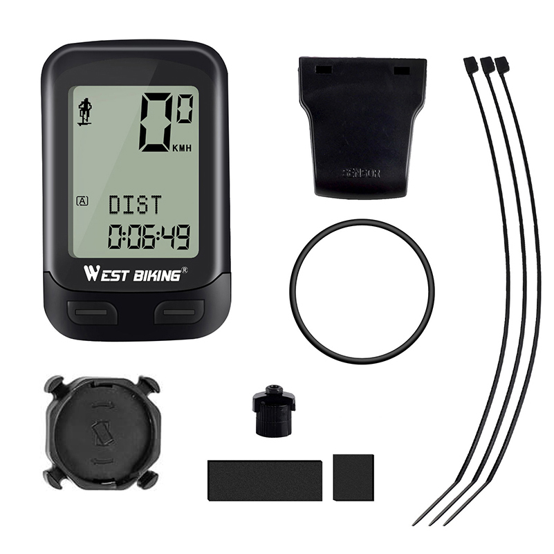 WEST BIKING Upgraded Version 5 Language Wireless Stopwatch MTB Road Bike Speed Sensor Cycling Odometer Digital Bicycle Computer