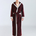 Men's Winter Maxi Flannel Bathrobe Hooded Sleepwear Home Clothes Long Sleeve Robe Coat Bath Robe Peignoir Homme Flannel Robe