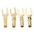 4pcs/lot Gold Plated Speaker Plug Connecter Type Y Spade Speakers Plugs Audio Screw Fork Connector Adapter