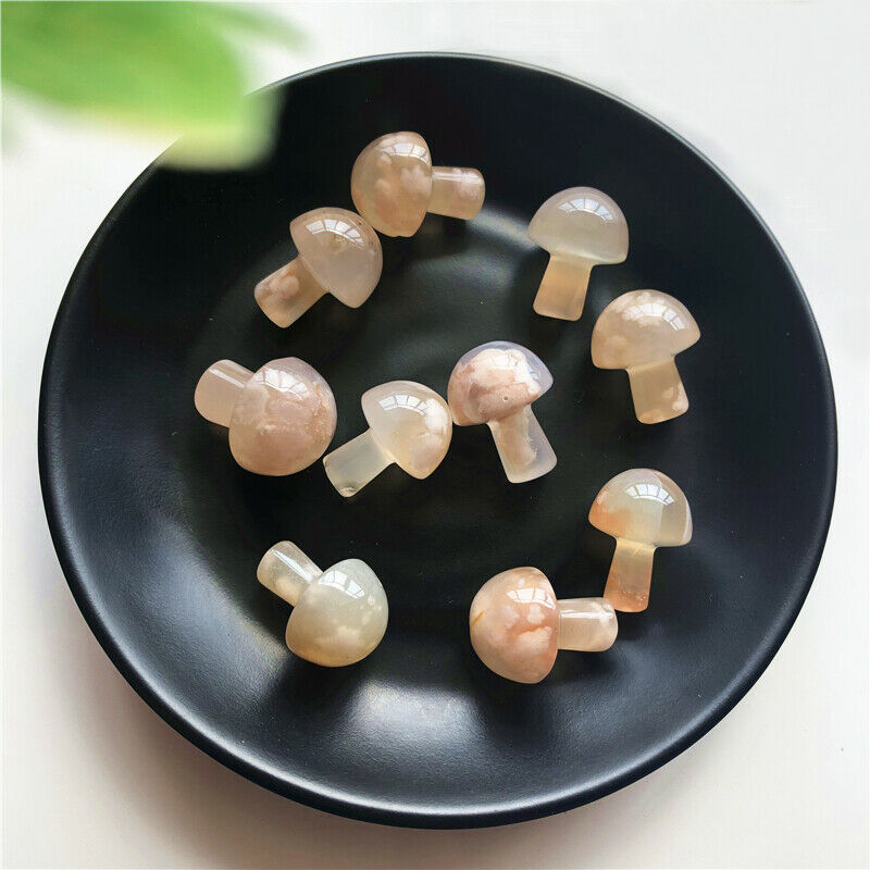 Medium Cute Natural Crystal Mushroom Agate Stone Crystal Polished Mushroom Meditation Reiki Healing Natural Quartz Crystals