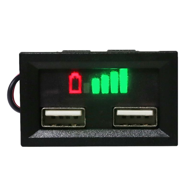 12V Lead Acid Battery Capacity Display Power Meter Gauge for Electric Scooter Car with USB charging port