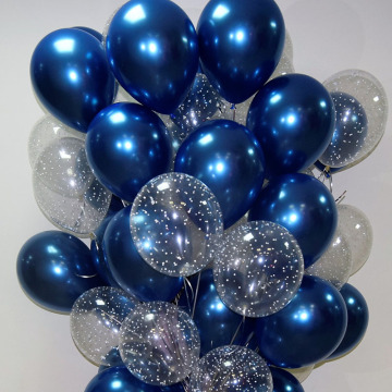 12pcs Ink Blue Latex Balloon Set Star Clear Pink Gold Helium Balloons Wedding Decoration Baby Shower Birthday Party Supplies