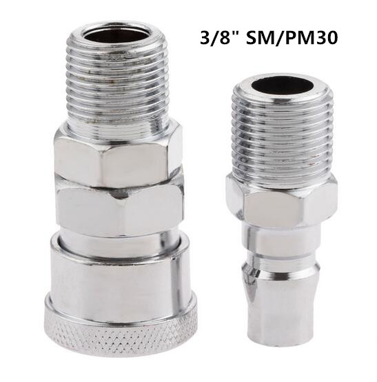 2Pcs Pneumatic Parts Euro Air Line Hose Compressor Connector Quick Release 3/8" BSP Male Thread Coupler Fitting Connector