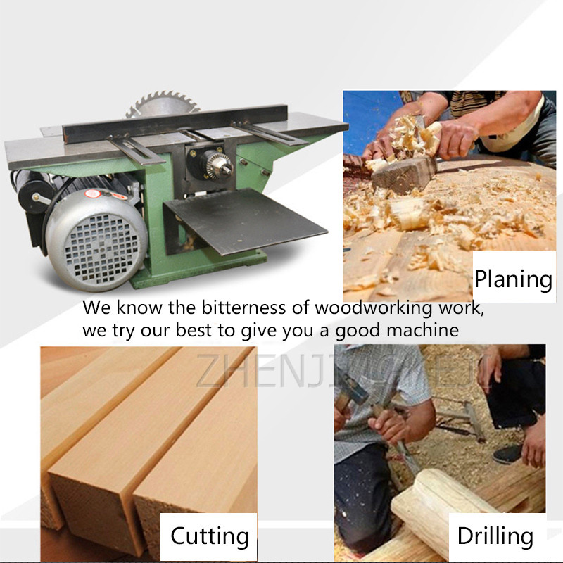 Woodworking Planing Table Saw Multifunction Desktop Planer Drilling Machine Plane Saw Drill Triple With Backing Electric Planer