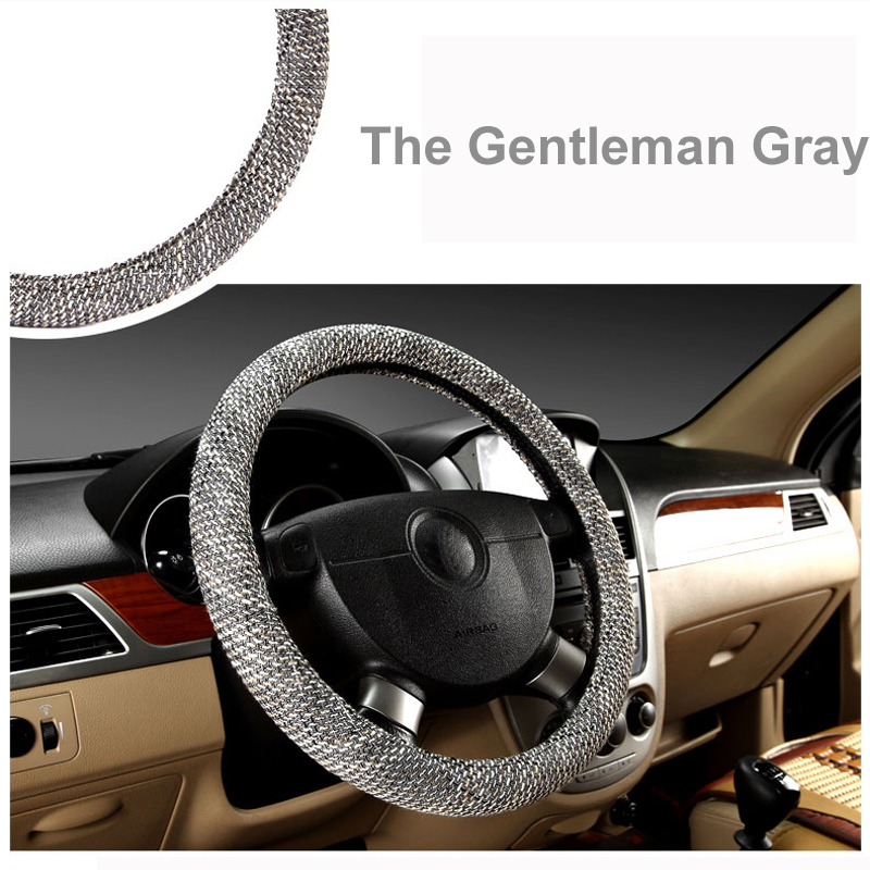 New Flax Linen Car Steering Wheel Covers 3 Colors Breathable Universal For 37-38CM Auto Steering-wheel Car-covers Free Shipping