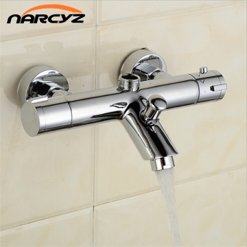 New Design Polished Chrome Solid Brass Bath Thermostatic Shower Faucet With Bend Angle AL-839B