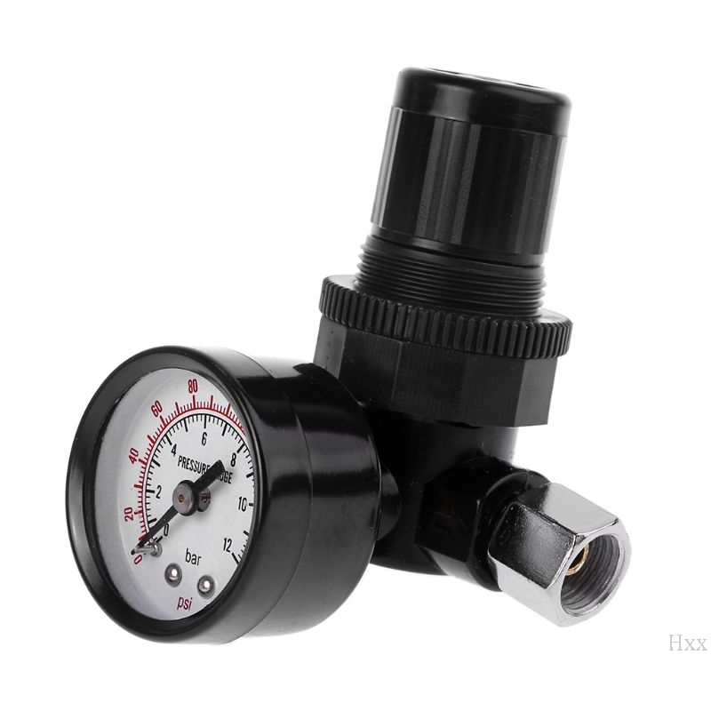 New 1/4" Air Pressure Regulator Reducer 12Bar 180 PSI Spray Gun Pressure Valve Gauge