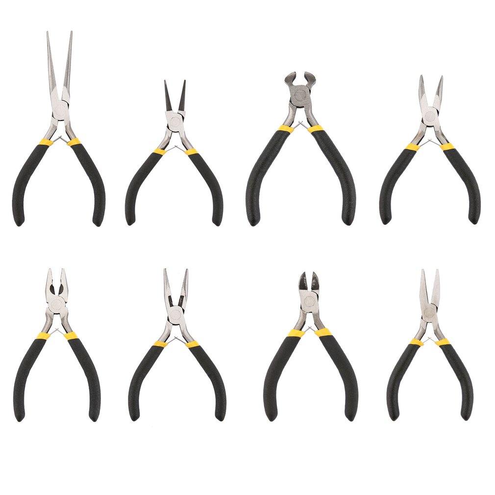 8 Style Pliers Light Weight Portable Durable Carbon Steel Forging Jewellery Making Beading Mini Pliers Tool Round Flat Long Nose