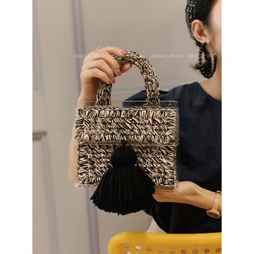 New 2020 Handmade Wool Tote Bags Vintage Retro Chic Fabric Acrylic Top Handle Handbag Quality Shoulder Bags