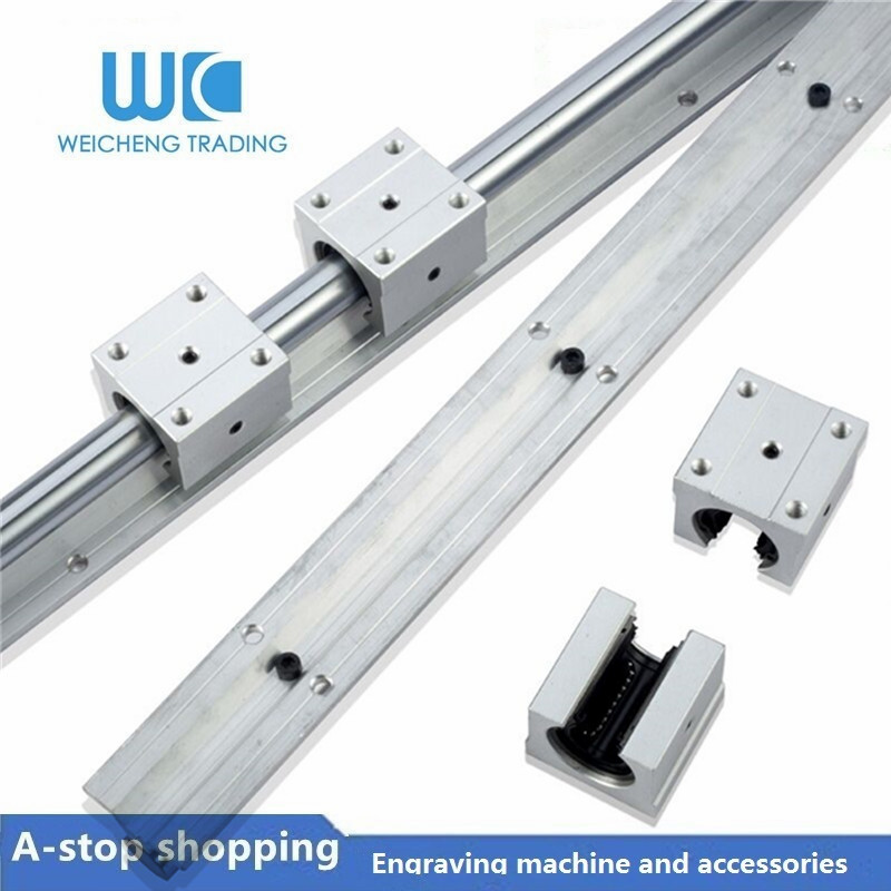 2Set guides rail SBR12 ANY LENGTH Fully Supported Linear Rail Slide Shaft Rod With 4Pcs SBR12UU Bearing Block