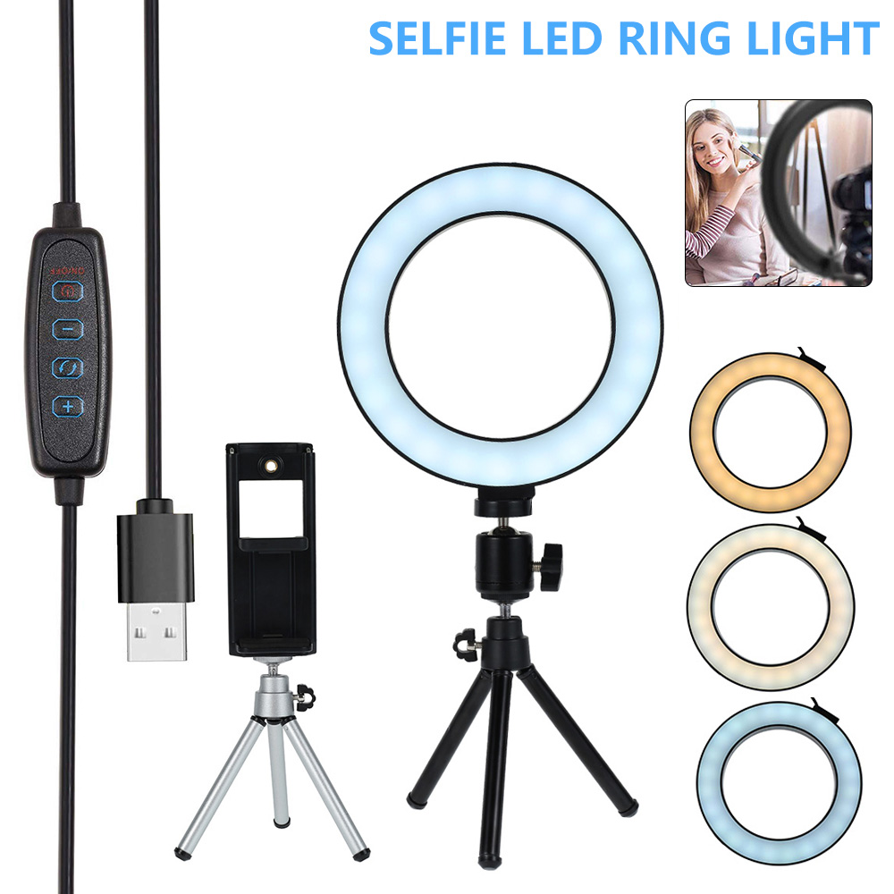6inch LED Ring Light Photographic Selfie Ring Lighting with Stand for Smartphone Youtube Makeup Video Studio Tripod Ring Light