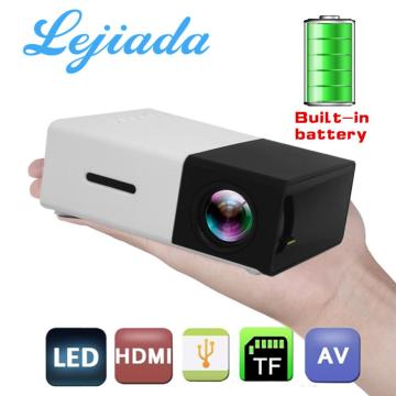 LEJIADA YG300 LED Mini Projector Built-in 1300mAh Battery Supports 1080P Portable Home Media Player HDMI USB AV