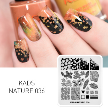 KADS Nail Art Stamp Template Nature 036 Nail Stamping Plates Image Manicure Stencil Autumn Leaves Design Stencil Print Tool