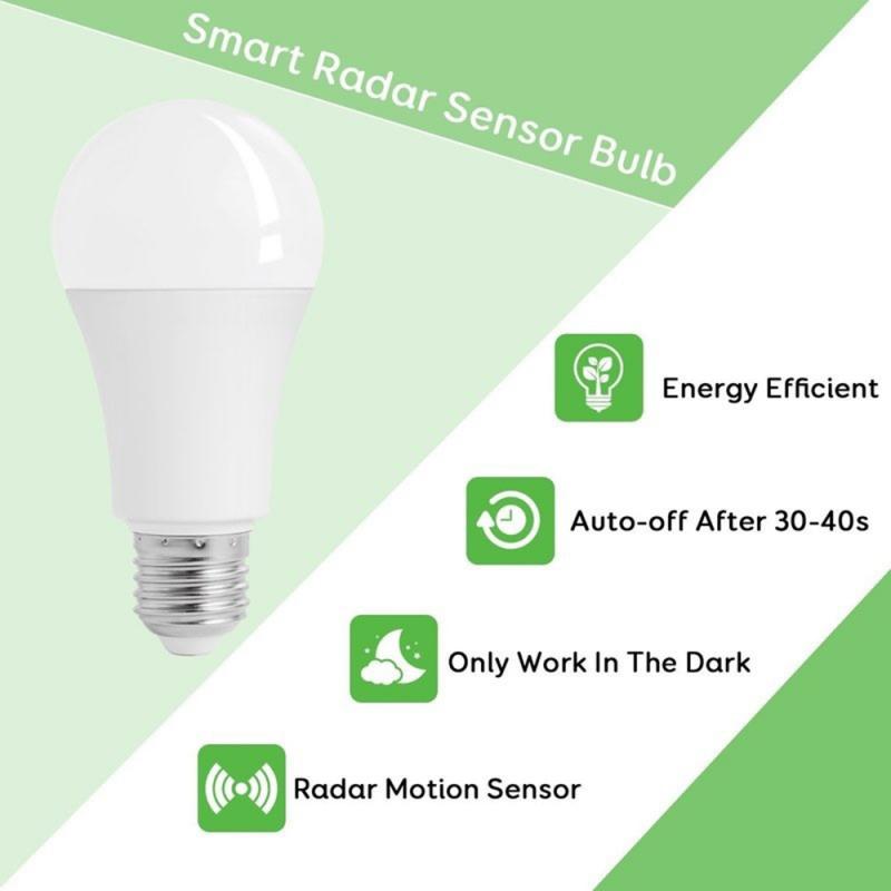 E27 Radar Motion Sensor Bulb LED Auto Sensor Dusk To Dawn Security Light Lamp Spotlight LED Bulb Household No Flicker 7W 12W