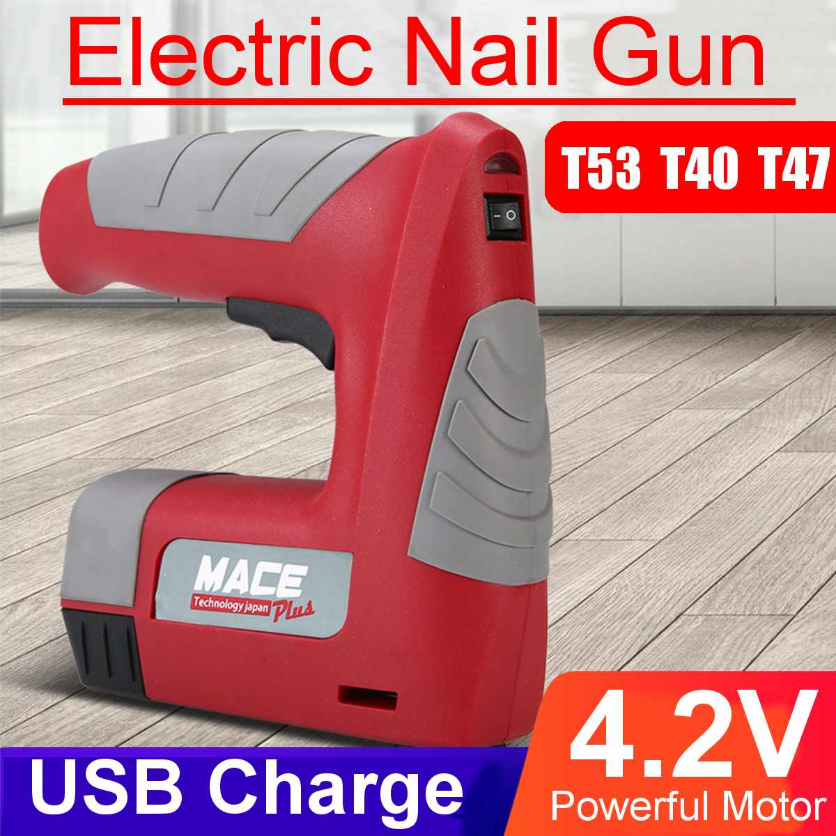 Electric Staple Gun 90-230V Power Adjustable Nail Gun Furniture Woodworking Upholstery Tools Nailer Stapler with 600mAH Batery