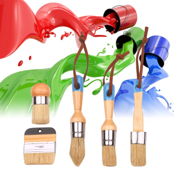 5pcs Paint Brushes Set Household Paint Brushes Includes Round/Pointed/Flat Brush with Ergonomic Handle Painting and Waxing Tool