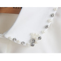 Linbaiway Women's Chiffon Fake Collar Solid Shirt Beads White False Collar Ladies Lapel Shirt Blouse Top Detachable Collar