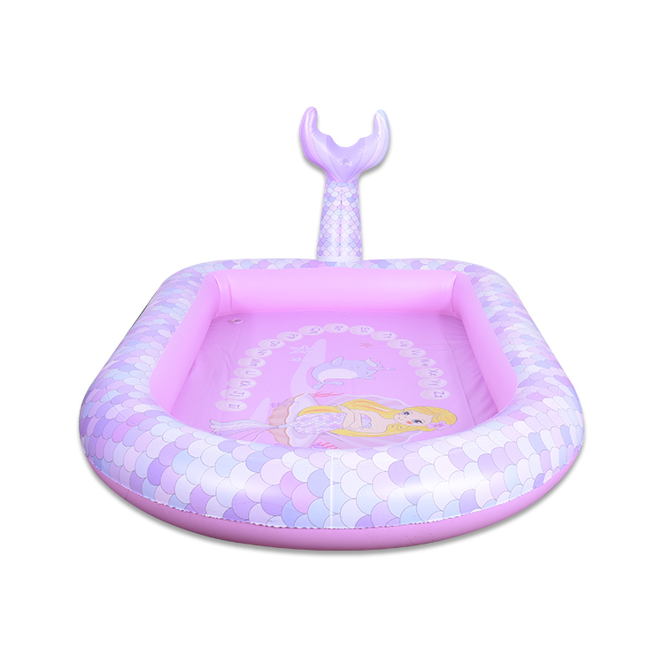 Pink sprinkler inflatable pool for children