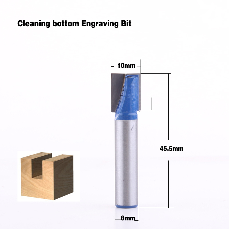 4pcs 8mm Cleaning bottom Engraving Bit solid carbide router bit 10,15,22,30mm Diameter CNC milling cutter endmill for wood