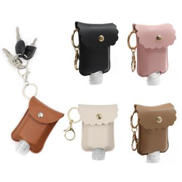 60ml Portable Refillable Bottle Empty Leakproof Plastic Travel Bottle with Leather Keychain Holder For Hand Sanitizer maquillaje